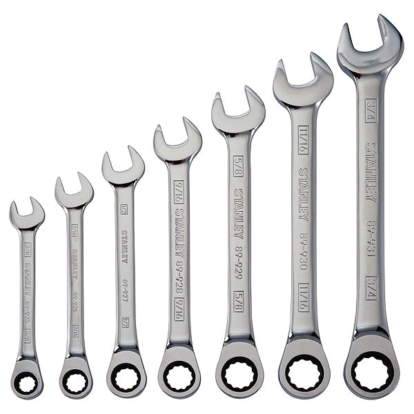 7-Piece SAE Chrome Ratcheting Combination Wrench Set – 3/8" to 3/4"