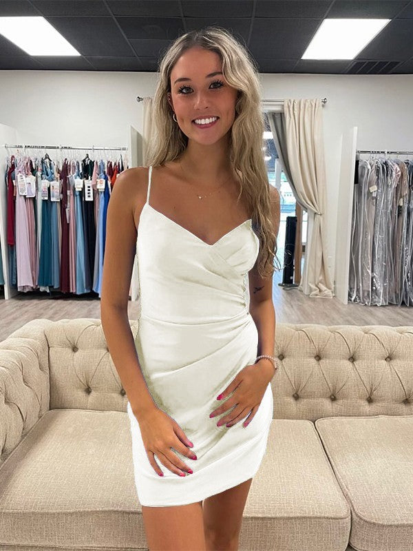 Sheath/Column Jersey Ruched V-neck Sleeveless Short/Mini Prom Dress