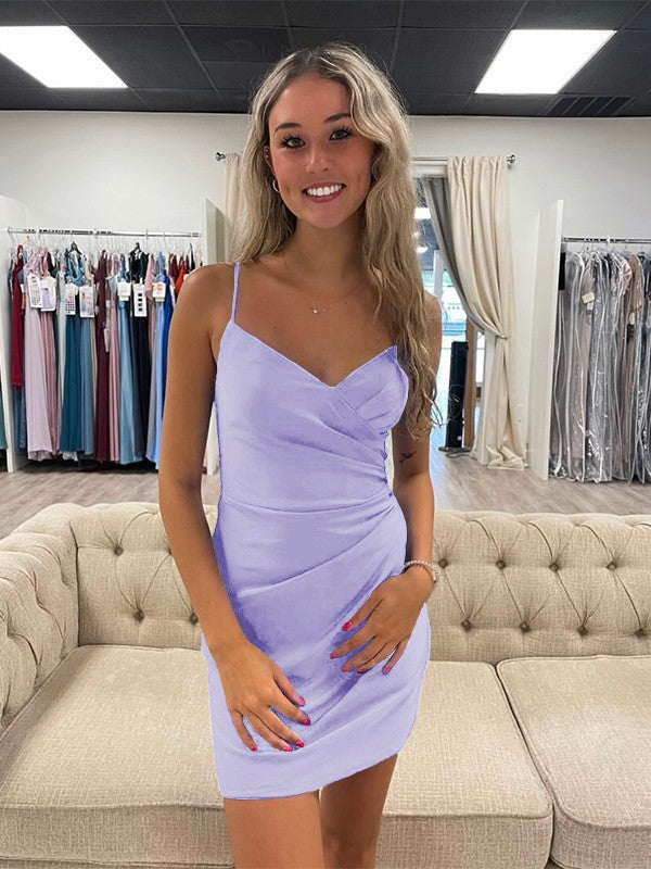 Sheath/Column Jersey Ruched V-neck Sleeveless Short/Mini Prom Dress