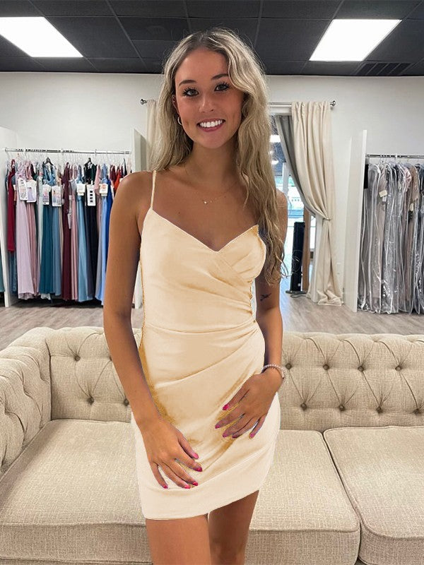 Sheath/Column Jersey Ruched V-neck Sleeveless Short/Mini Prom Dress