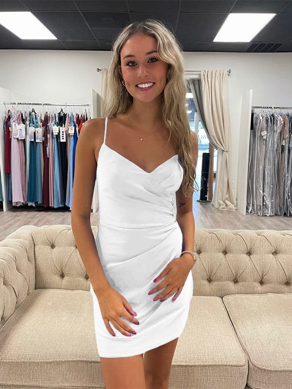 Sheath/Column Jersey Ruched V-neck Sleeveless Short/Mini Prom Dress