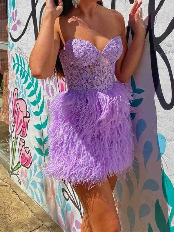 Sheath/Column Tulle Applique Sweetheart Sleeveless Short/Mini Corset Prom Dress