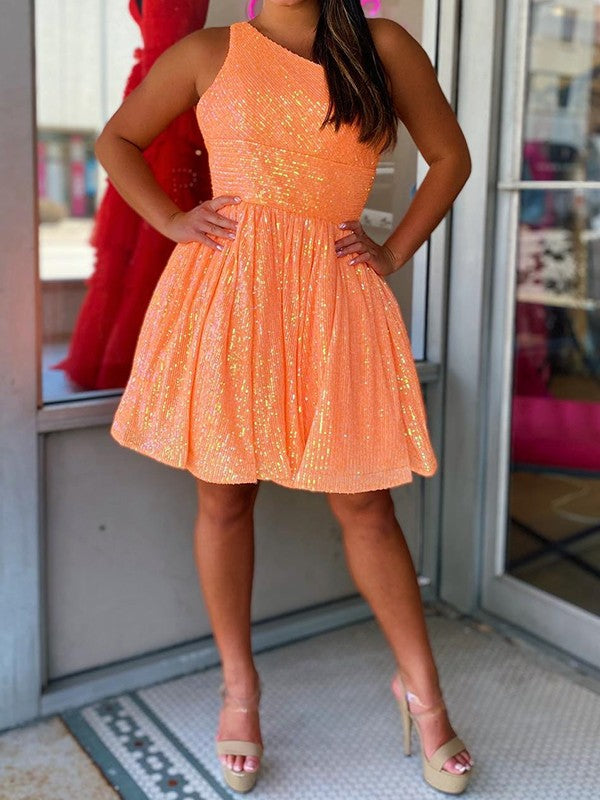 A-Line/Princess One-Shoulder Sleeveless Short/Mini Homecoming Dress