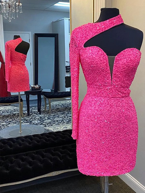 Sheath/Column One-Shoulder Short/Mini Prom Dress