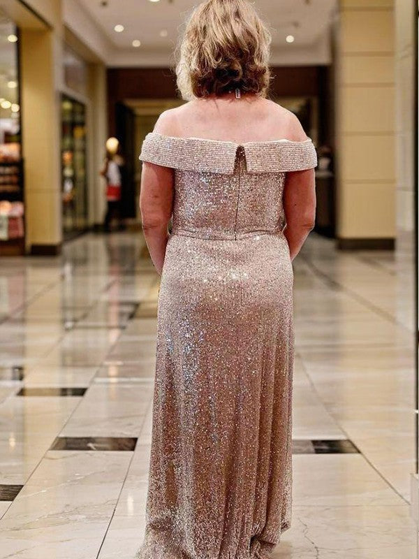Sheath Off-the-Shoulder Floor-Length Mother of the Bride Dress