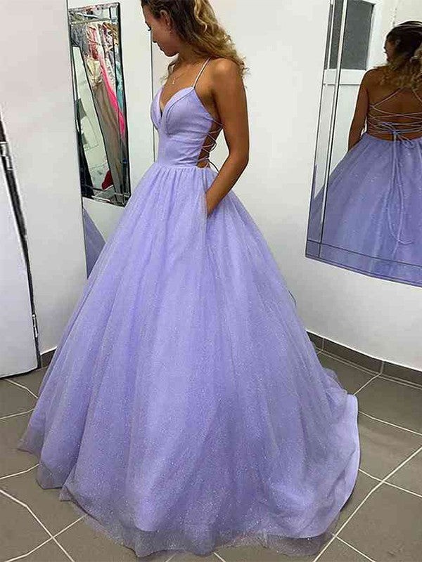 A-Line/Princess Ruffles Spaghetti Straps Sleeveless Sweep/Brush Train Prom Dress