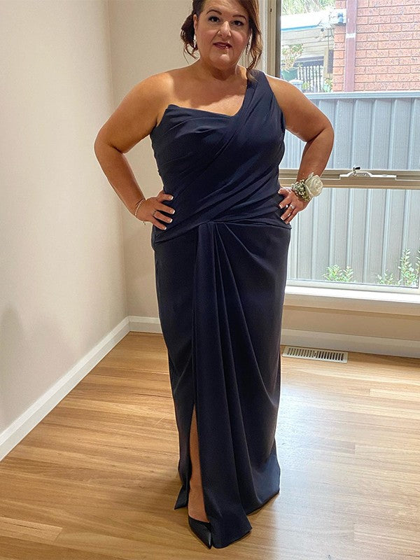 Sheath/Column NS Elastic Woven Satin One-Shoulder Floor-Length Mother of the Bride Dress