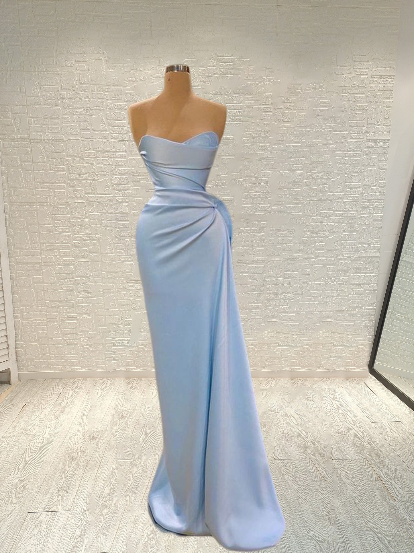 Sheath/Column Elastic Woven Satin Ruched Spaghetti Straps Sleeveless Floor-Length Prom Dress