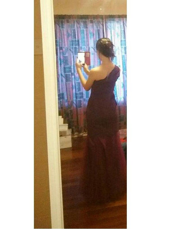 Mermaid One-Shoulder Sleeveless With Lace Floor-Length Tulle Mother of the Bride Dress