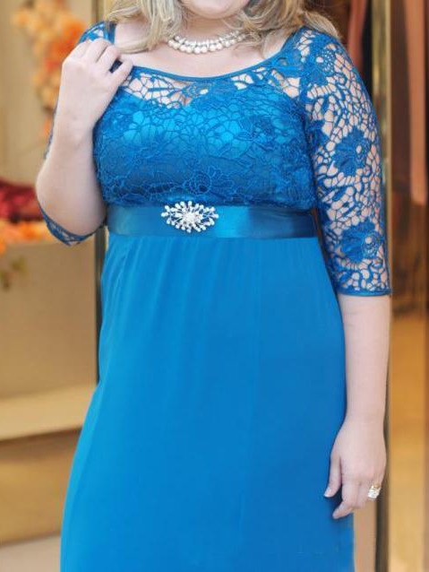 A-Line Bateau 1/2 Sleeves With Sash/Ribbon/Belt Floor-Length Chiffon Mother of the Bride Dress