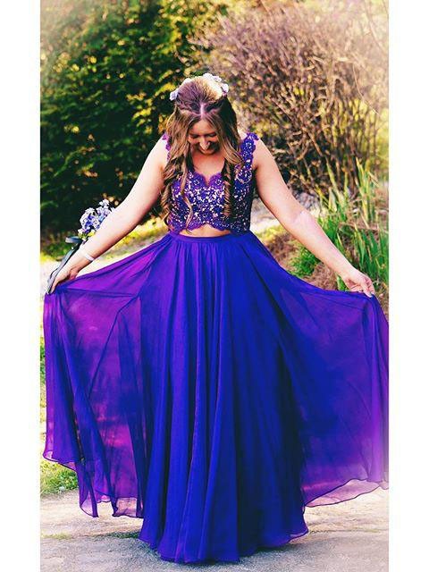 A-Line Straps Sleeveless With Applique Floor-Length Chiffon Plus Size Prom Dress