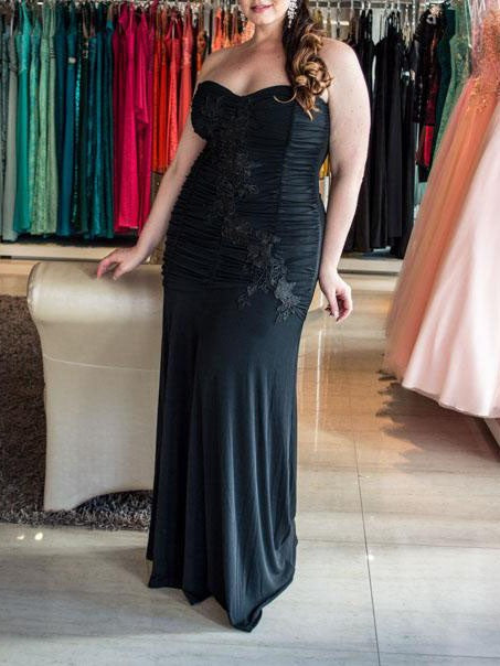 Sheath Sweetheart Sleeveless With Applique Floor-Length Chiffon Plus Size Prom Dress