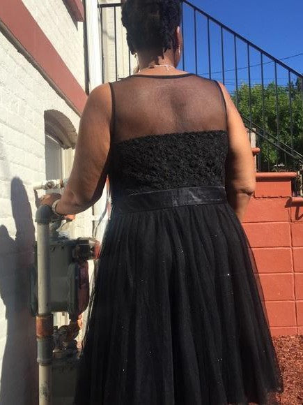 A-Line Sheer Neck Sleeveless With Beading Short/Mini Tulle Plus Size Prom Dress