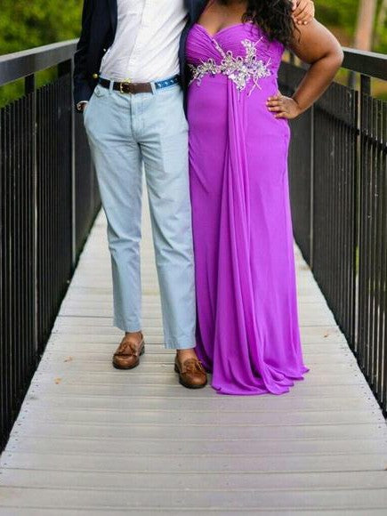 Sheath Sweetheart Sleeveless With Beading Floor-Length Chiffon Plus Size Prom Dress