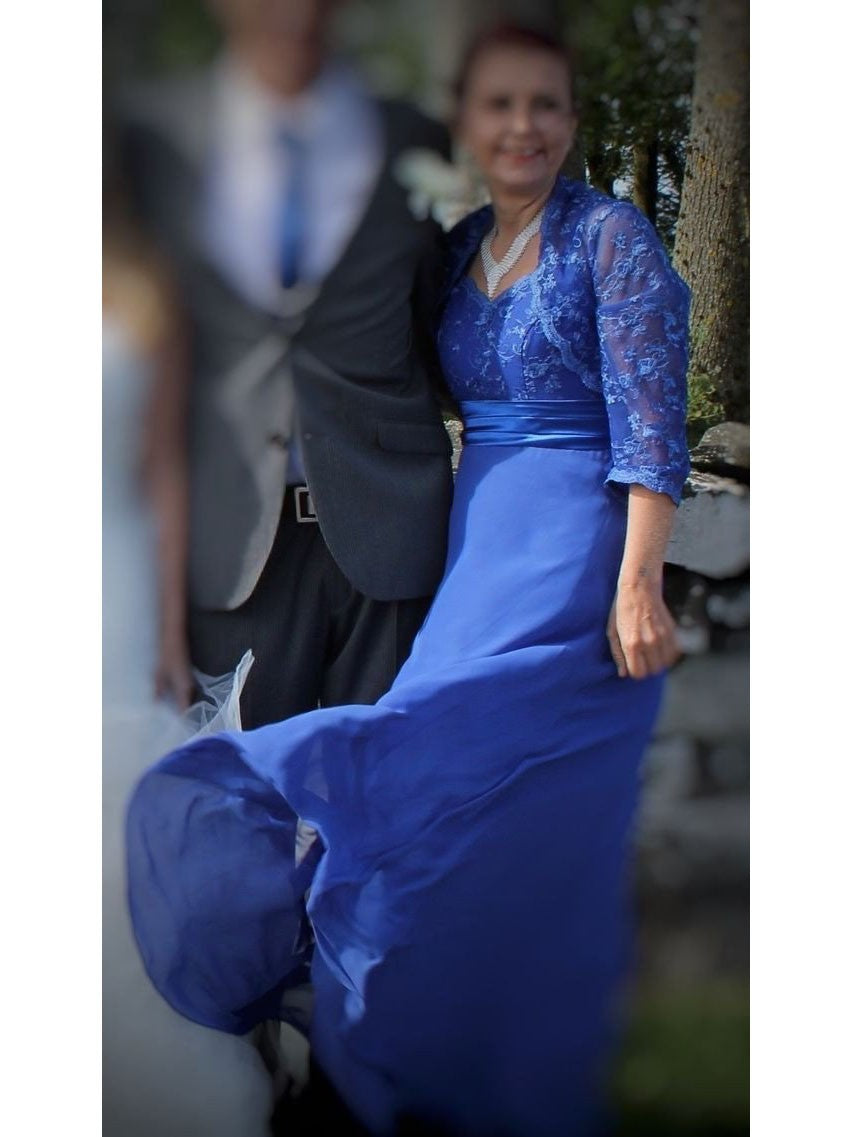 A-Line Straps Sleeveless With Applique Floor-Length Chiffon Mother of the Bride Dress
