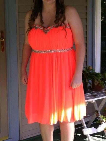 A-Line Sweetheart Sleeveless With Beading Knee-Length Chiffon Plus Size Prom Dress
