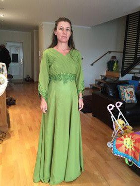 A-Line V-neck Long Sleeves With Beading Floor-Length Chiffon Mother of the Bride Dress