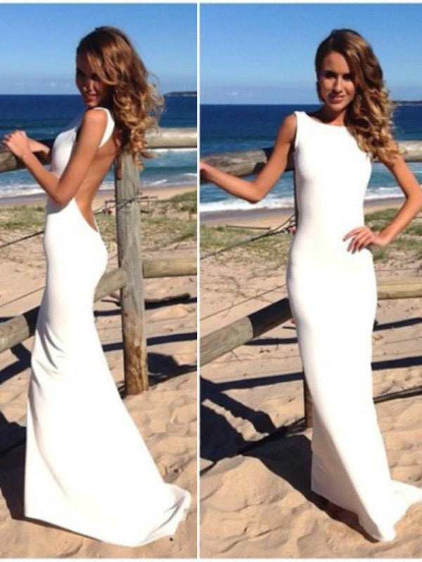 Mermaid Spandex High Neck Sleeveless Sweep/Brush Train With Ruffles Prom Dress