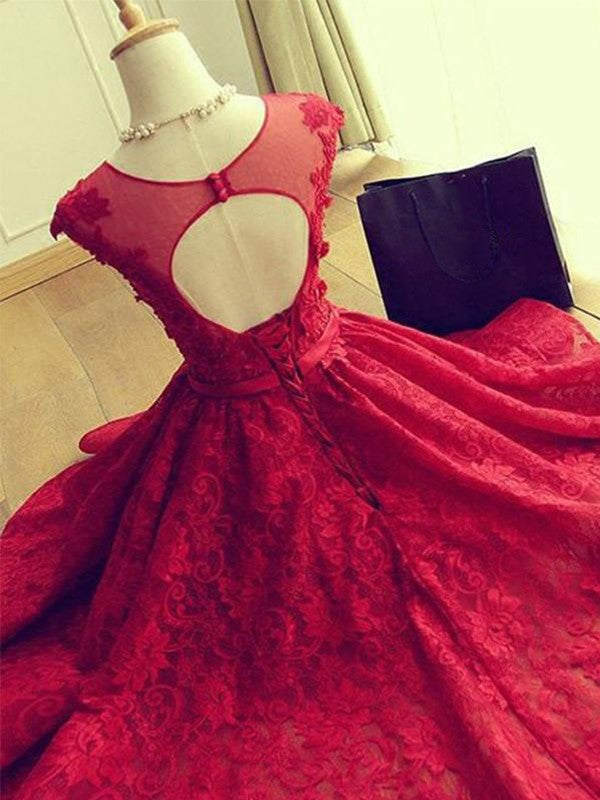 A-Line Jewel Sleeveless Short/Mini With Applique Lace Homecoming Dress