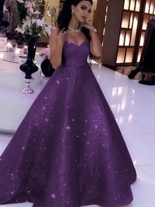 Ball Gown Sweetheart Sleeveless Ruffles Sweep/Brush Train Prom Dress