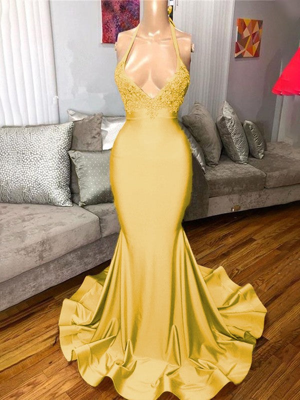 Gorgeous Pink Mermaid Charmeuse Ruffles V-neck Sleeveless Sweep/Brush Train Prom Dress