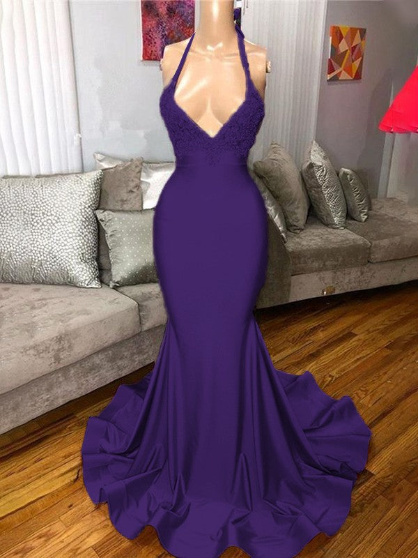 Gorgeous Pink Mermaid Charmeuse Ruffles V-neck Sleeveless Sweep/Brush Train Prom Dress