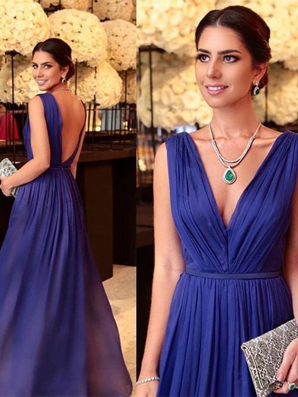 A-Line/Princess 3D Chiffon Ruffles V-neck Sleeveless Floor-Length Mother of the Bride Dress
