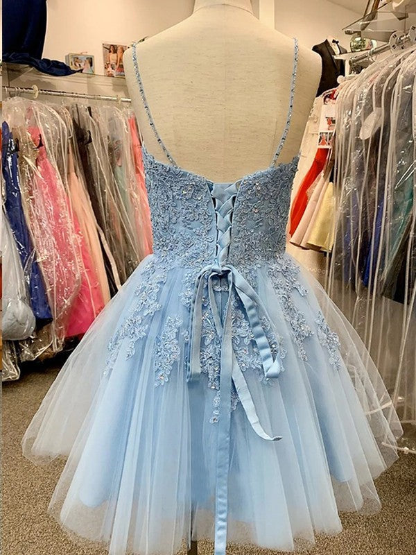 Fabulous Fit Princess Style Tulle Applique V-neck Sleeveless Short/Mini Homecoming Dress