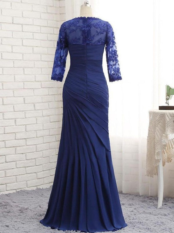 Trumpet/Mermaid Chiffon Lace Sweetheart 3/4 Sleeves Floor-Length Mother of the Bride Dress