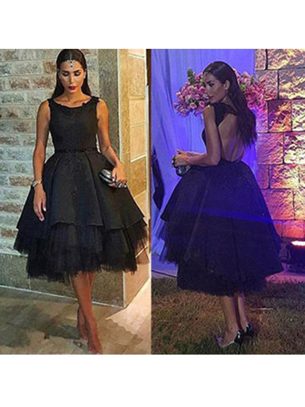 A-Line Tulle Scoop Sleeveless Short/Mini With Layers Homecoming Dress