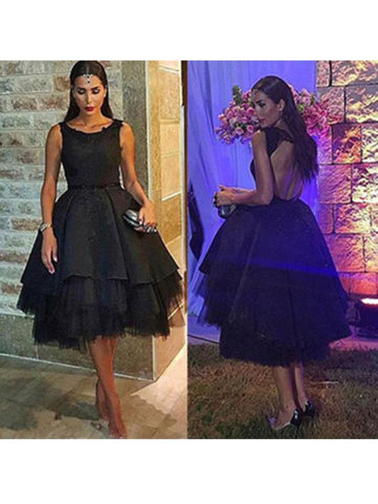 A-Line Tulle Scoop Sleeveless Short/Mini With Layers Homecoming Dress