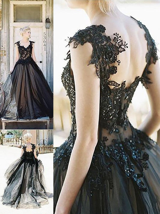 Ball Gown Sleeveless Sweetheart With Lace Sweep/Brush Train Tulle Prom Dress