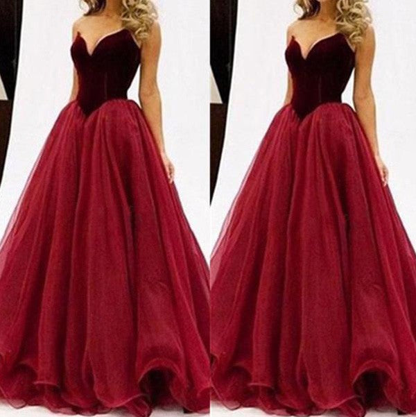 Ball Gown Tulle Sweetheart Sleeveless Floor-Length With Ruffles Prom Dress