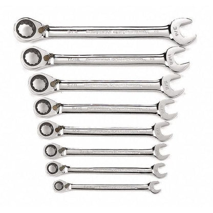 8-Piece SAE Reversible Ratcheting Wrench Set – 72-Tooth, 12-Point