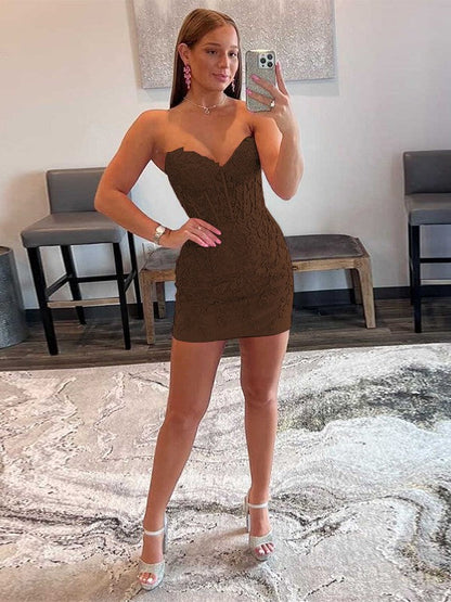 Sheath/Column Tulle Applique Sweetheart Sleeveless Short/Mini Homecoming Dress