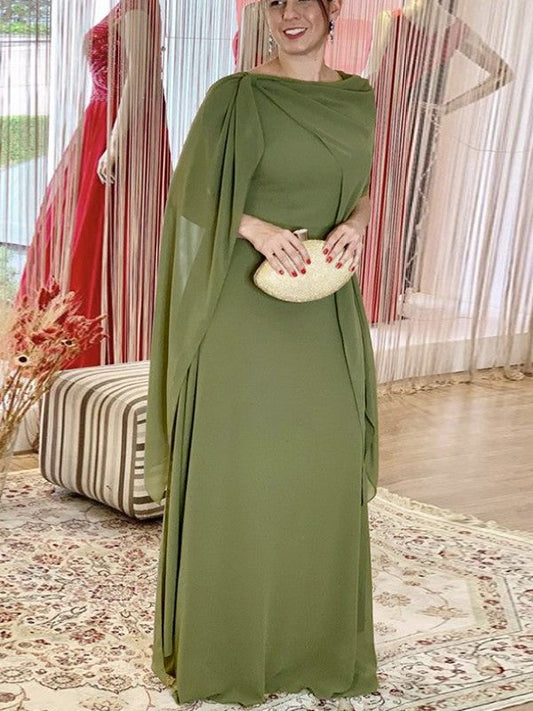 Sheath/Column Chiffon Ruched Scoop Sleeveless Floor-Length Mother of the Bride Dress