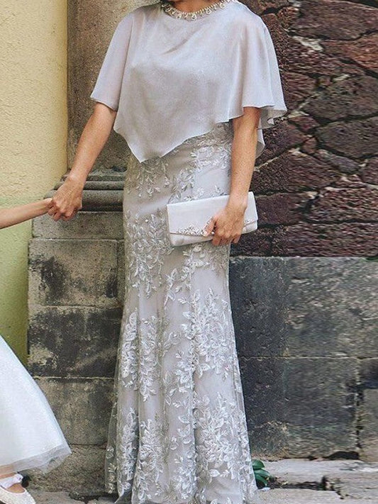 Sheath/Column Lace Scoop Sleeveless Floor-Length Mother of the Bride Dress