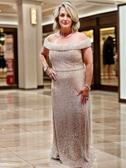 Sheath Off-the-Shoulder  Floor-Length  Mother of the Bride Dress