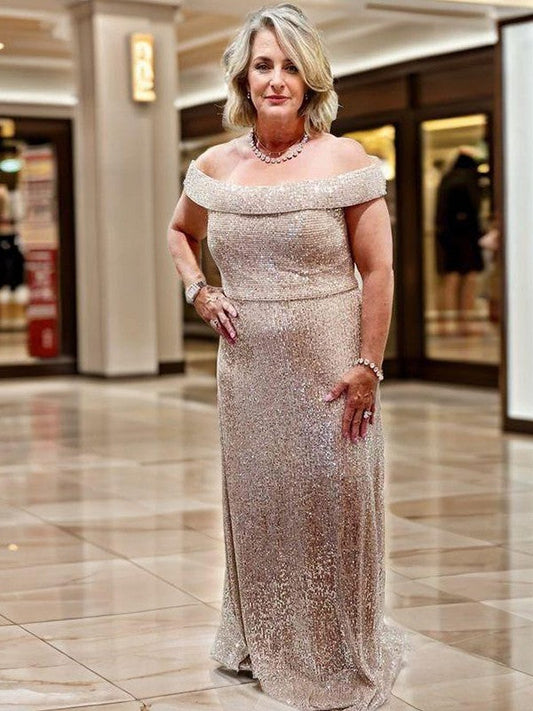 Sheath Off-the-Shoulder  Floor-Length  Mother of the Bride Dress