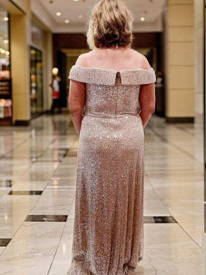 Sheath Off-the-Shoulder  Floor-Length  Mother of the Bride Dress
