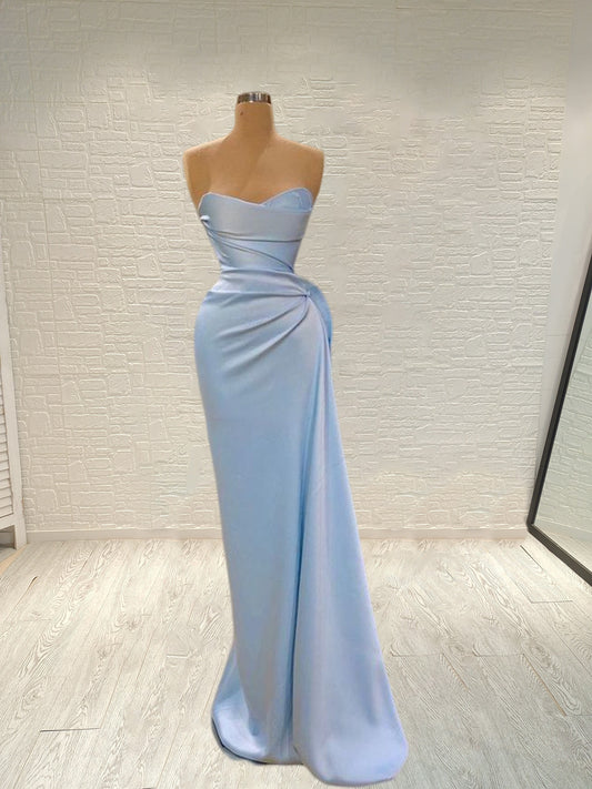 Sheath/Column Elastic Woven Satin Ruched Spaghetti Straps Sleeveless Floor-Length Prom Dress