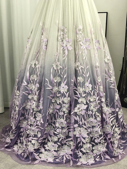 Prom Dress A-Line Regency Long V-neck Applique
