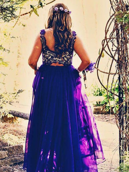 A-Line Straps Sleeveless With Applique Floor-Length Chiffon Plus Size Prom Dress