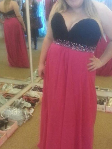 A-Line Sweetheart Sleeveless With Beading Floor-Length Chiffon Plus Size Prom Dress