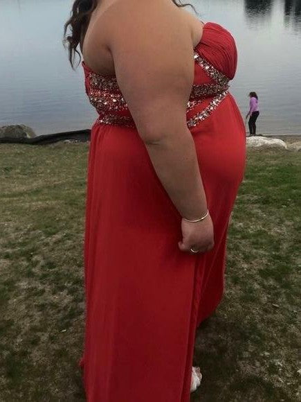 A-Line Sweetheart Sleeveless With Beading Floor-Length Chiffon Plus Size Prom Dress