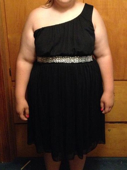 A-Line One-Shoulder Sleeveless With Beading Knee-Length Chiffon Plus Size Prom Dress