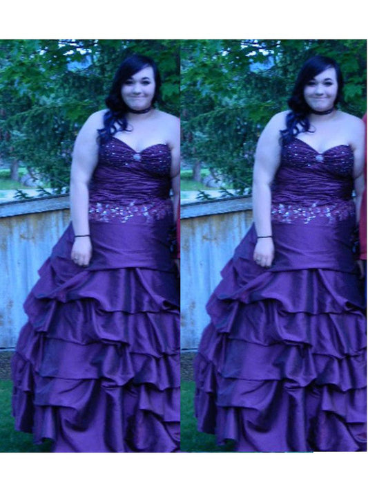 Ball Gown Sweetheart Sleeveless With Beading Floor-Length Taffeta Plus Size Prom Dress