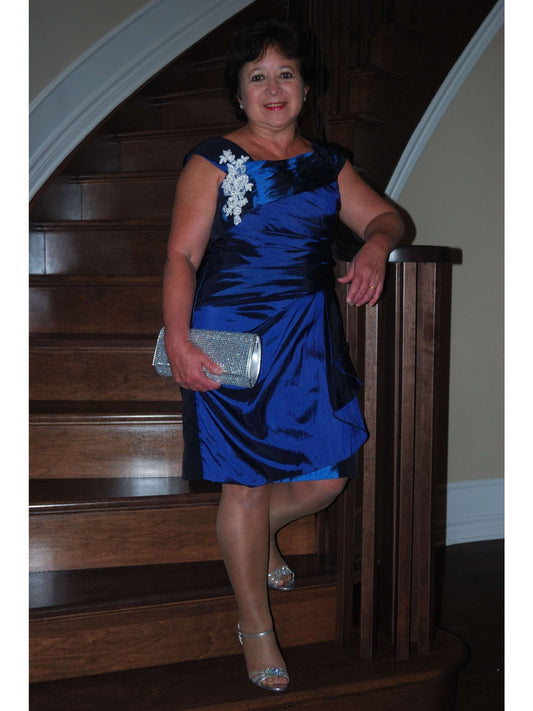Sheath Straps Sleeveless With Beading Knee-Length Satin Mother of the Bride Dress