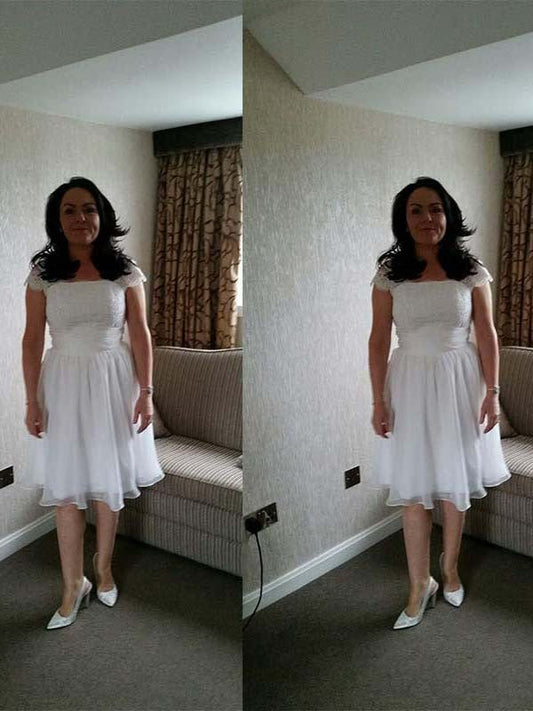 A-Line Straps Sleeveless With Applique Knee-Length Chiffon Mother of the Bride Dress