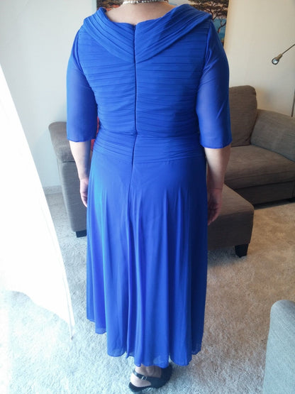 A-Line V-neck 1/2 Sleeves With Ruched Ankle-Length Chiffon Mother of the Bride Dress